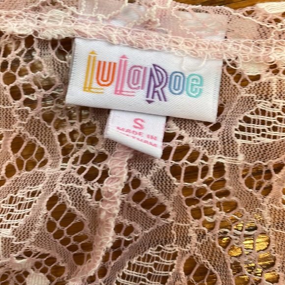 LulaRoe pink lace cover up, sheer, size small - Picture 2 of 8